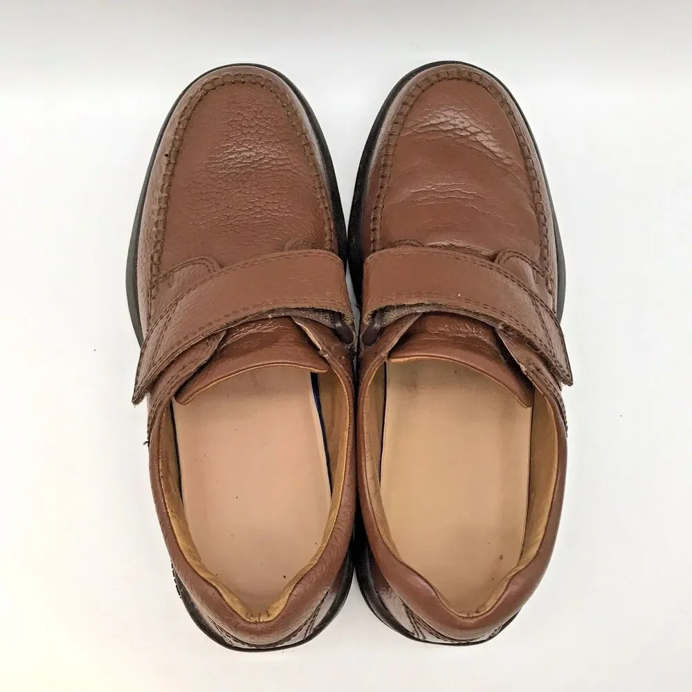 Dr. Comfort Scott 9020 Comfort Shoe Men's 9.5M Brown Leather Low Top Hook & Loop
